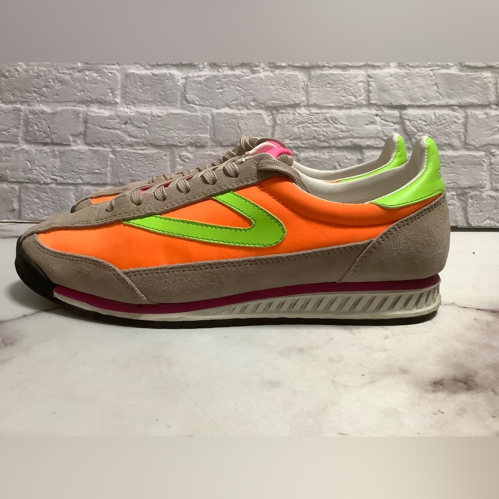 Tretorn Neon Orange and Green Sneakers